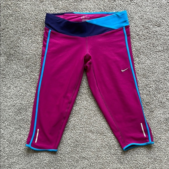 Nike Purple and Blue Dri-Fit Athletic Capris - Picture 1 of 3
